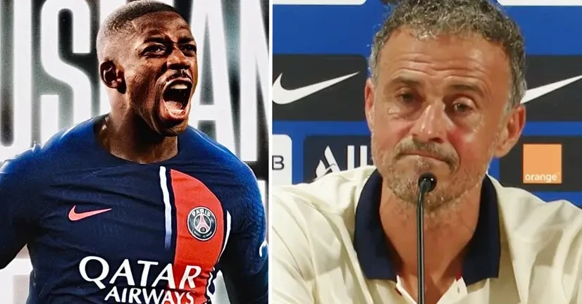 Dembele và HLV PSG Luis Enrique